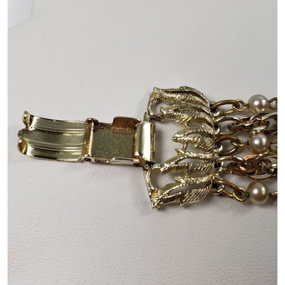 Vintage 1990's Signed Star 5 Strand Gray Pearl Beads Chains 6 1/2 Bracelet - Picture 11 of 15